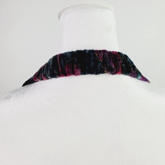 Vtg Steppin Out 1980's Gold Lined Velvet Floral Beaufont Halter Mini Dress Sz 3 - Picture 6 of 8